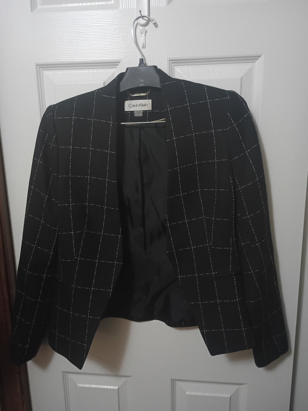 Calvin Klein Classic Windowpane Open Women's Blazer